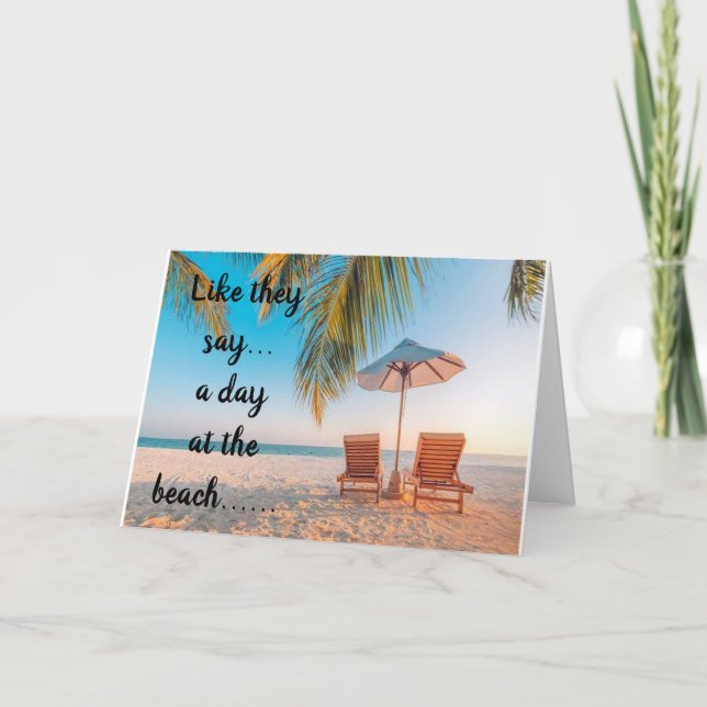 **50th BIRTHDAY WISHES ARE LIKE DAY AT BEACH Card (Front)