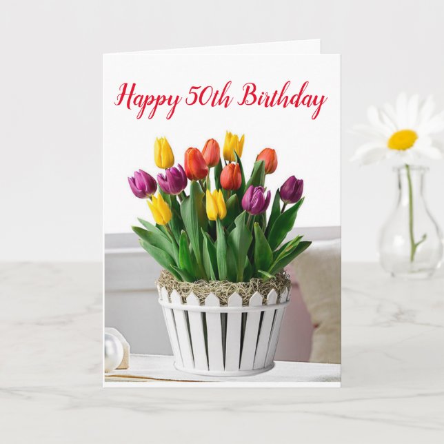 **50th BIRTHDAY** WISHES TO A BEAUTIFUL WOMAN   Card (Small Plant)