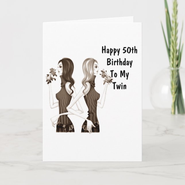 **50th** BIRTHDAY WISHES TO MY **TWIN SISTER** Card (Front)