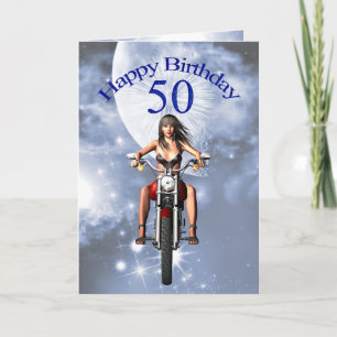 50th birthday with a biker girl card