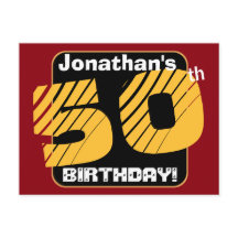 50th Birthday with Custom Name Striped Number A14