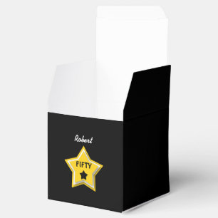 50th Birthday with Layered Stars GOLD BLACK L02Z Favour Box
