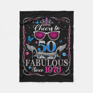 50th Birthday Women Cheers To 50 Years Fabulous Si Fleece Blanket