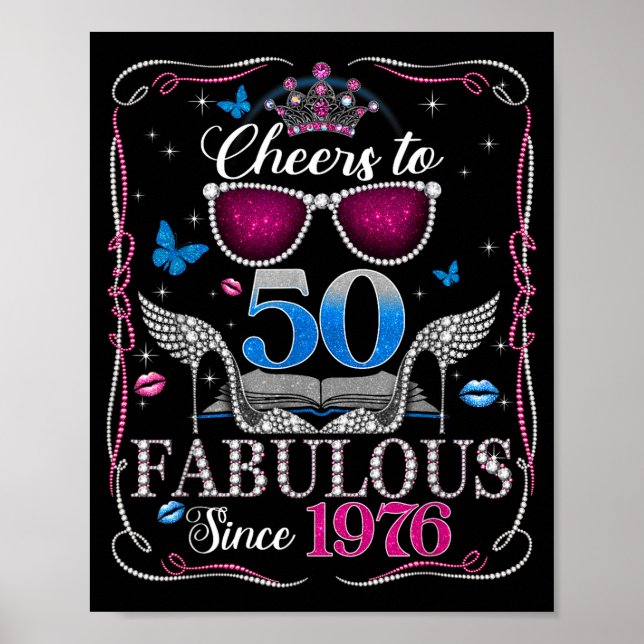 50th Birthday Women Cheers To 50 Years Fabulous Si Poster (Front)