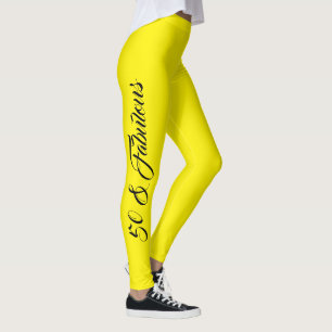 50th Birthday Yellow Black Stylish Bright Colourfu Leggings