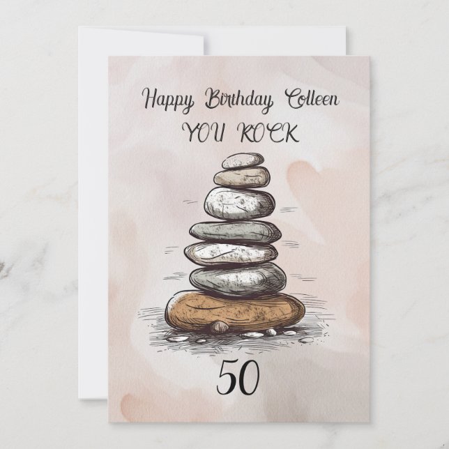 50th Birthday You Rock Greeting Card (Front)
