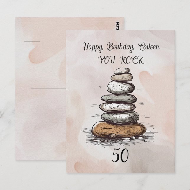 50th Birthday You Rock Greeting Card (Front/Back)