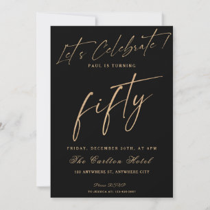 50th Black And Gold Elegant Birthday Party Invitation