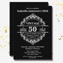 50th Black and White Vintage Themed Birthday