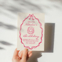 50th Bow Hand Drawn Pink Coquette Fifty Birthday