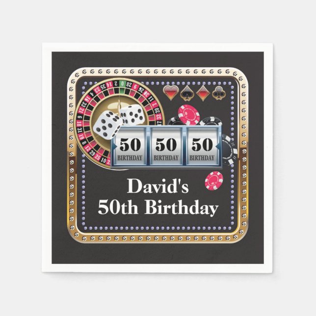 50th Casino Poker Playing Card Birthday Napkins (Front)