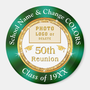 50th Class Reunion Souvenirs, Green, White, Gold Magnet