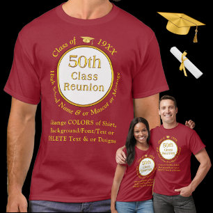 50th Class Reunion T-Shirts. Choose COLOR, STYLE T-Shirt