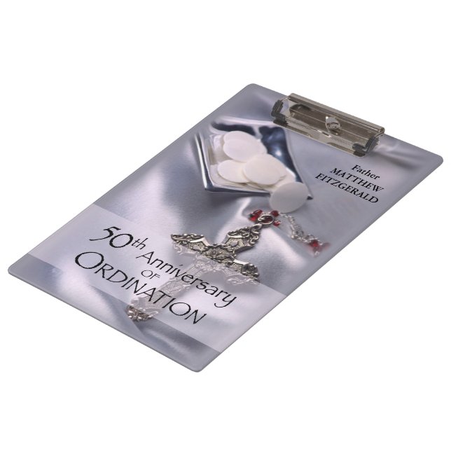 50th Custom Name Ordination Anniversary Chalice Clipboard (Angled)