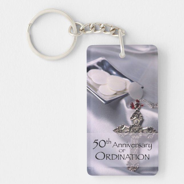 50th Custom Name Ordination Anniversary Chalice Key Ring (Front)