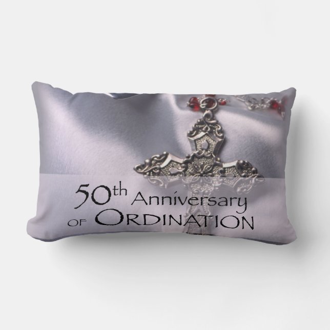 50th Custom Name Ordination Anniversary Chalice Lumbar Cushion (Front)