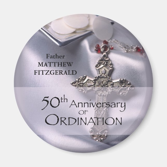 50th Custom Name Ordination Anniversary Chalice Magnet (Front)