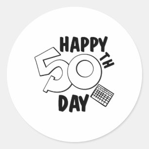 50th Day Of School For Teacher Or Child Student  Classic Round Sticker