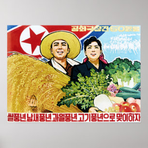50th DPRK Anniversary Bumper Harvest! North Korea Poster