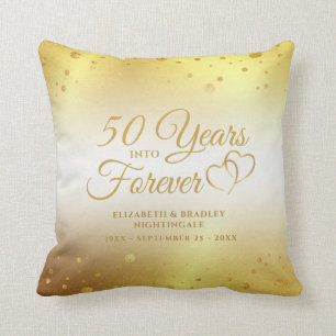 50th Elegant Anniversary Gold YEARS INTO FOREVER Cushion