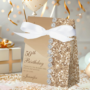 50th Elegant Gold Birthday Favour Box