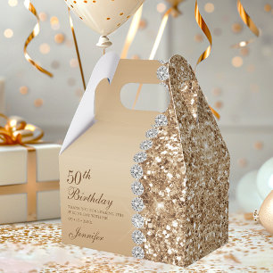 50th Elegant Gold Birthday Favour Box