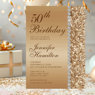 50th Elegant Gold Birthday Invitation