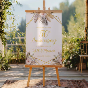 50th Elegant Wedding Anniversary Poster