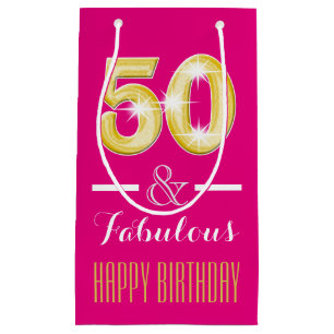 50th Fiftieth birthday men women   Small Gift Bag