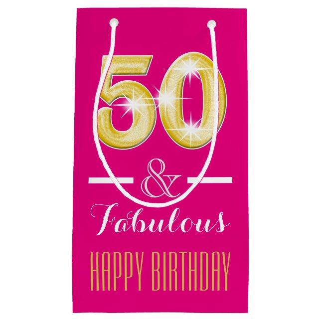 50th Fiftieth birthday men women | Small Small Gift Bag (Front)