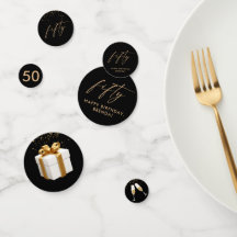 50th Fiftieth Elegant Gold Black Birthday Party