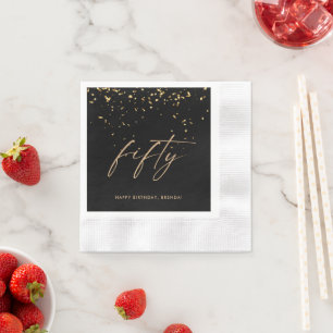50th Fiftieth Elegant Gold Confetti Birthday Party Napkin