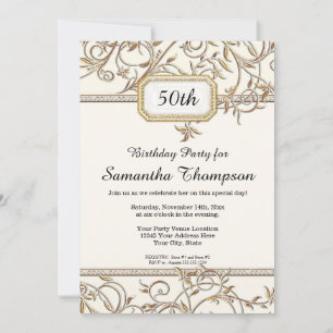 50th Fiftieth Glam Old Hollywood Regency Party Invitation