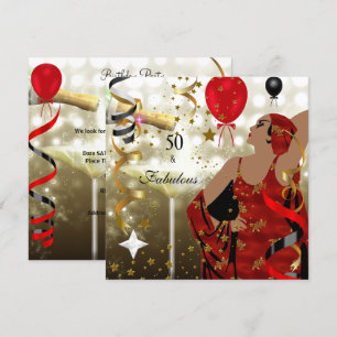 50th Fifty Birthday Party Glamourous Lady Fabulous Invitation