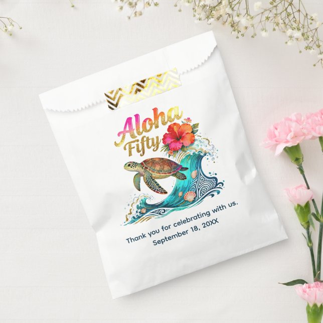 50th Fifty Birthday Tropical Ocean Beach Theme Favour Bags (Sealed)