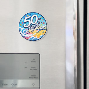 50th flight aeroplane colourful souvenir magnet