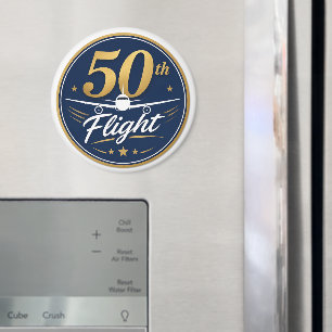 50th flight gold aeroplane travel souvenir magnet