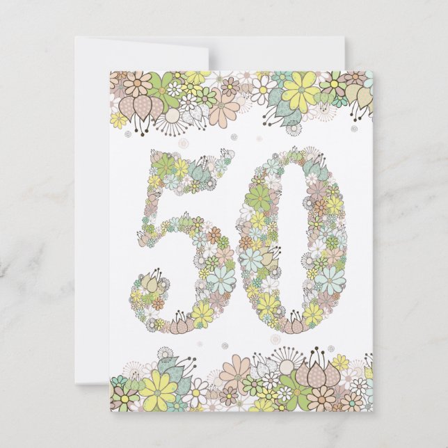 50th Floral Golden Wedding Anniversary Invite (Front)