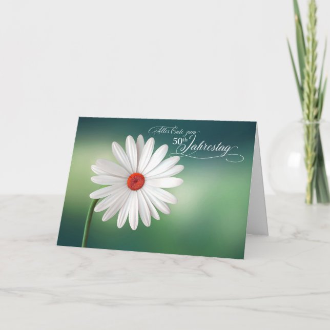 50th GERMAN Jahrestag Wedding Anniversary Daisies Card (Front)
