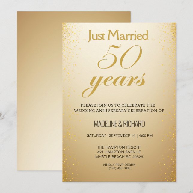   50th Gold Anniversary Celebration Invitation (Front/Back)