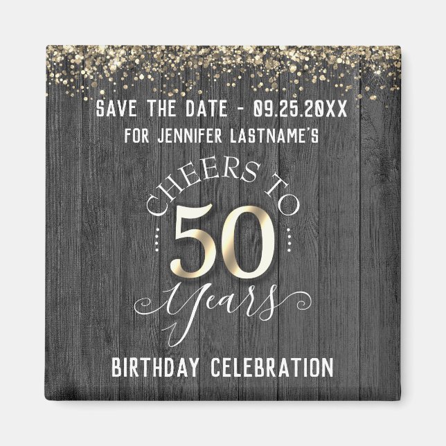 50th Gold Birthday Save the Date  Magnet (Front)