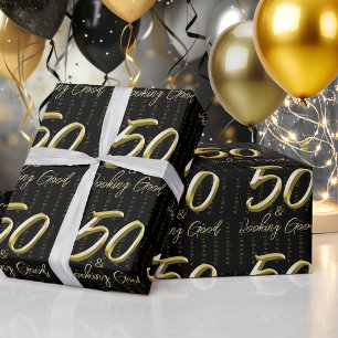 50th Gold Birthday Wrapping Paper