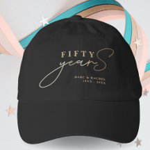 50th Gold Black Wedding Anniversary Gift Cap