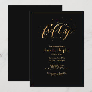 50th Gold Fiftieth Birthday Party Invitation