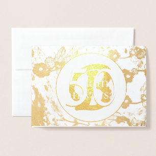 50th Gold Foil Wedding Floral Blank Card