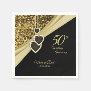 50th Gold Glitter Anniversary Napkin