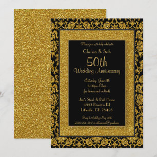 50th Gold Glitter Wedding Anniversary Invitation
