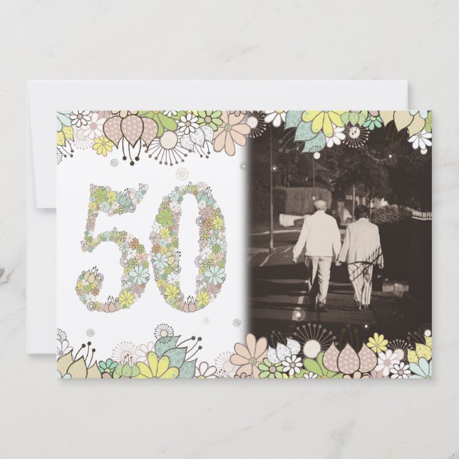 50th GOLD Golden Wedding Anniversary Photo Invite (Front)