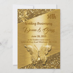50th gold save the date wedding anniversary invitation