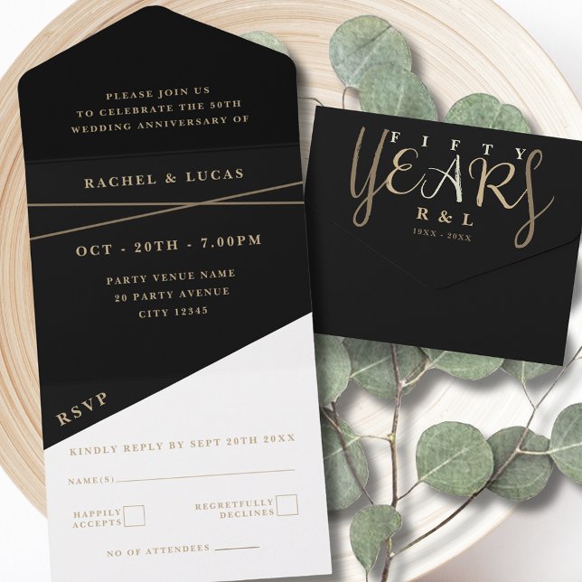  50th Gold Wedding Anniversary All In One Invitation (Creator Uploaded)